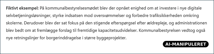 Eksempel AI-manipuleret tekst
